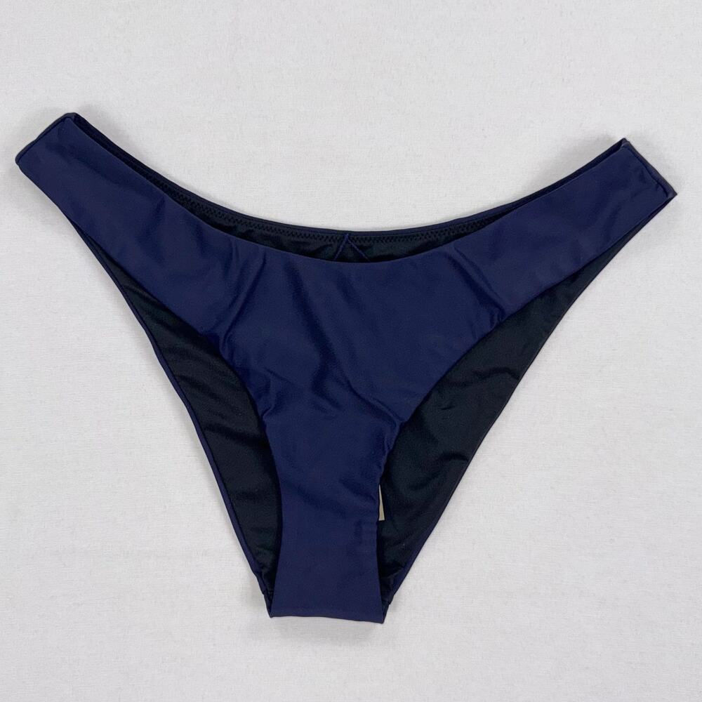 J Crew Curved Waist Cheeky Bikini Bottom Women's Small Navy Blue